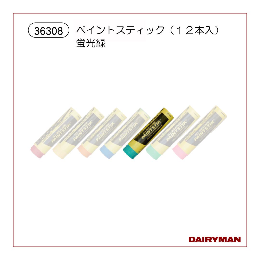 ペイントスティック（１２本入）　蛍光緑【36308】